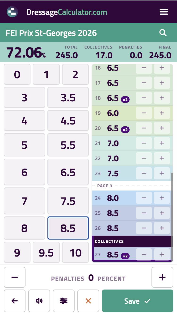 The calculator on a phone: running total, the keypad and a 75.79% result